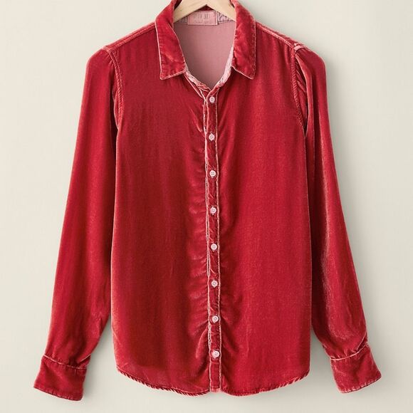 CP Shades + Garnet Hill Romy Velvet Shirt size small - Picture 2 of 7